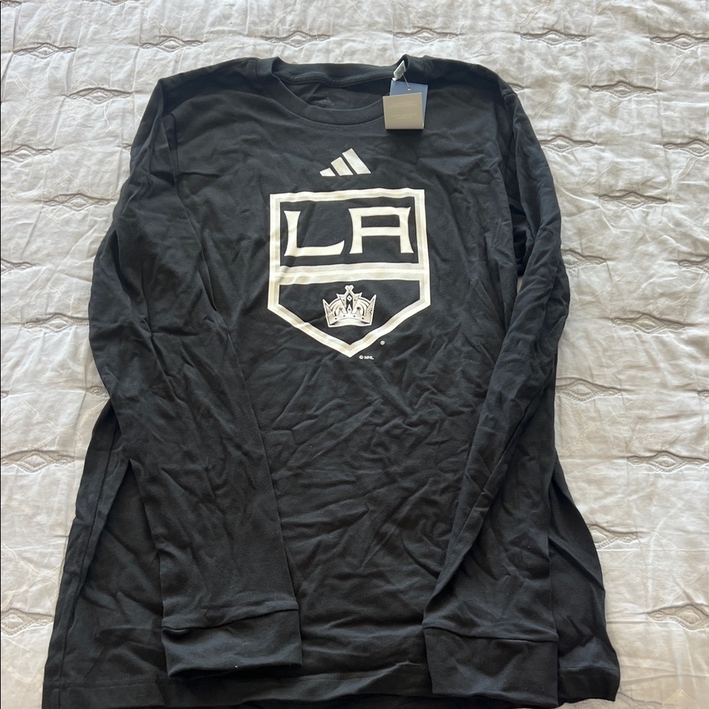 LA Kings Adidas Black Long Sleeve LA Logo Tee- brand new